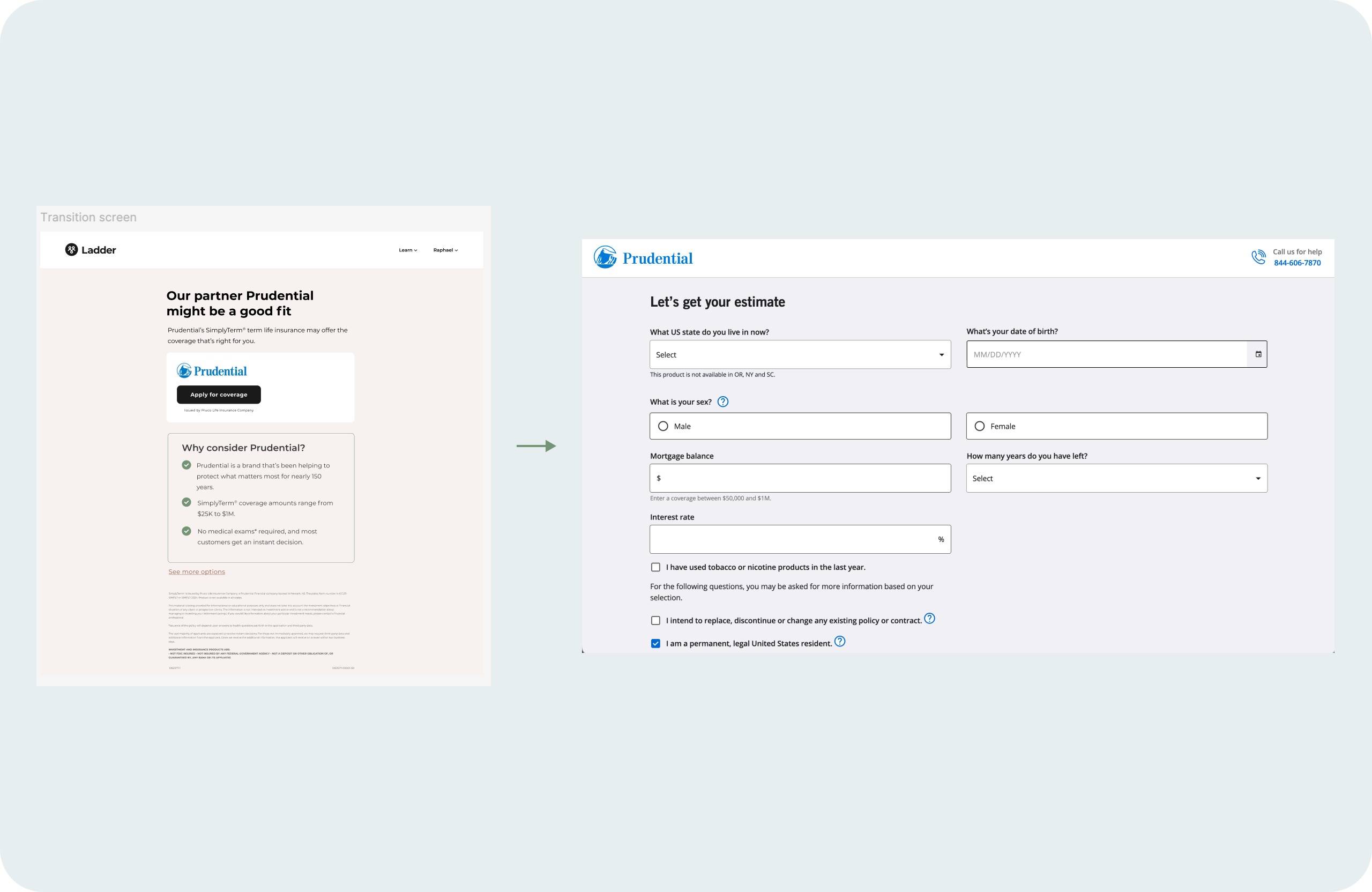 Current experience showing redirect flow